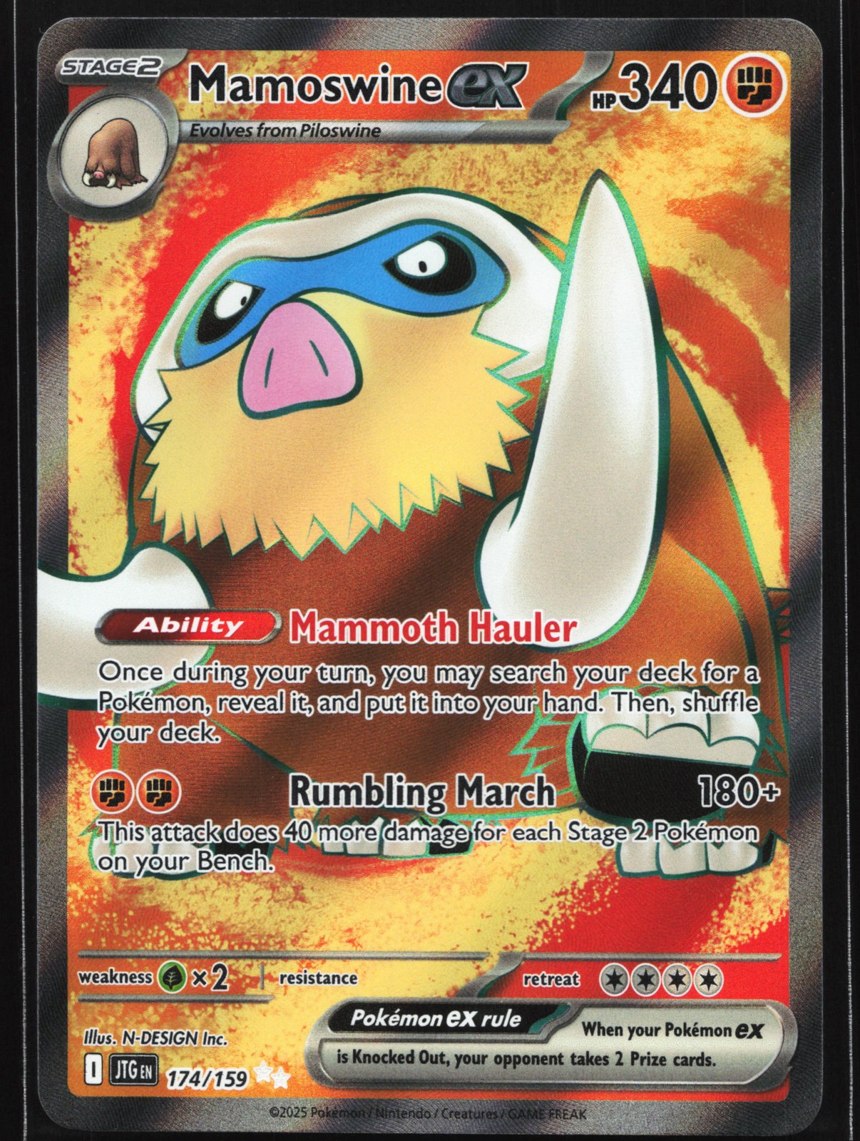 Mamoswine ex 174/159 SV09: Journey Together Ultra Rare Pokemon Card