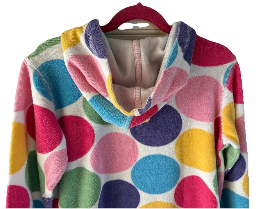 Vestido Mini Boden Beach Cover Up Talla 5-6Y Con Capucha Terrycloth LS Pastel Lunares Foto 4 de 4