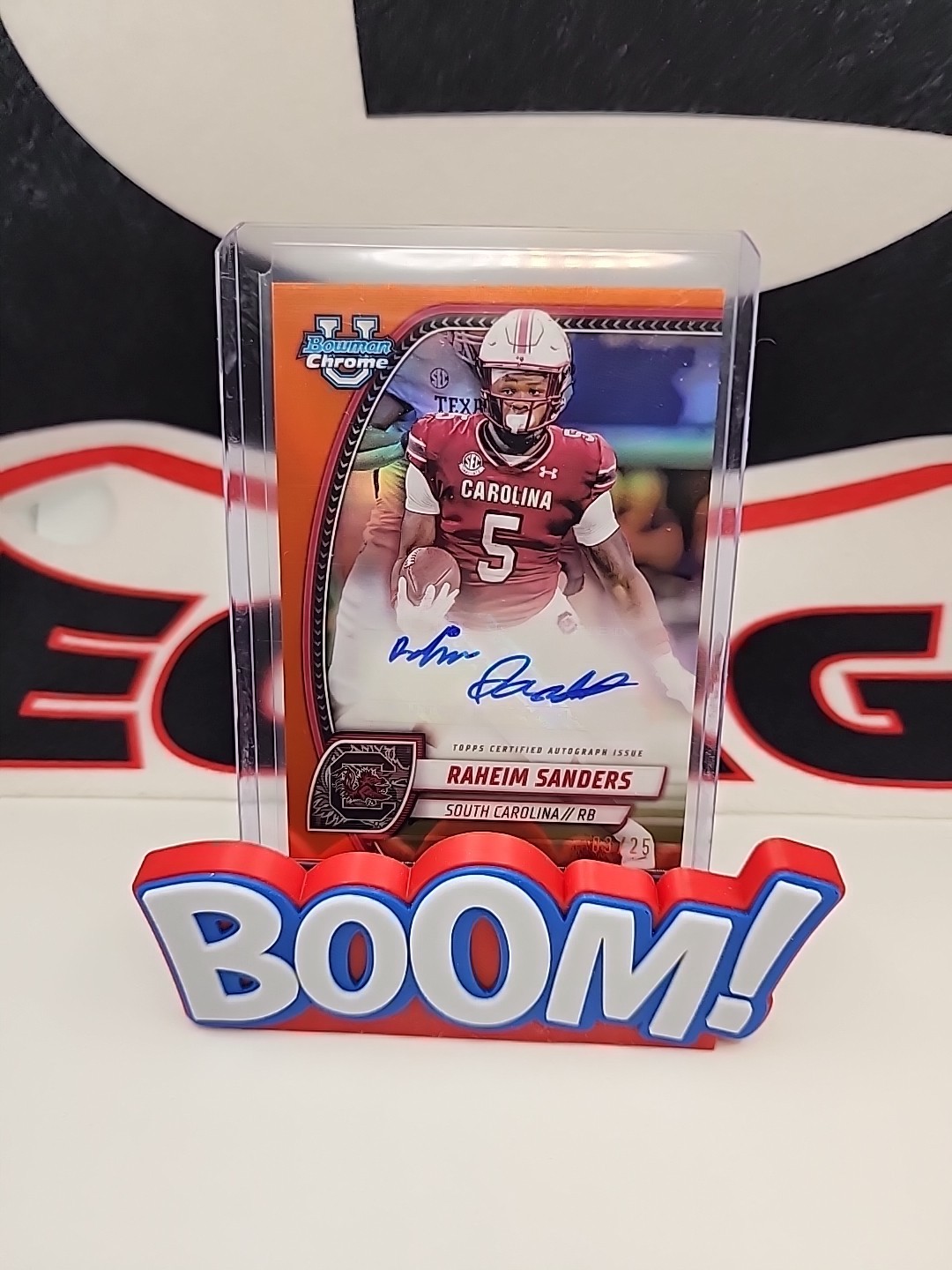 2024 Bowman Chrome U Raheim Sanders PA-RSA Orange Auto /25