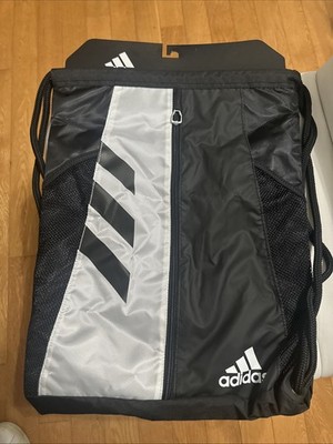 adidas Alliance II 2 Sports Sackpack Drawstring Bag Zipper Pockets Black