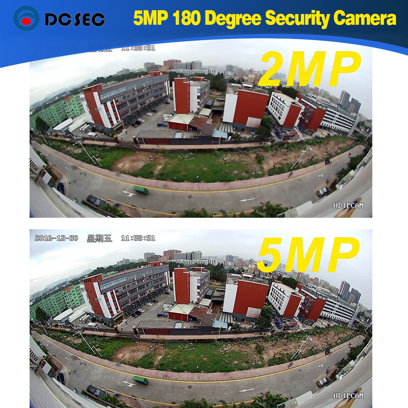 5MP 4MP 180 Degree Wide Angle Dome Security Camera HD-TVI/CVI/AHD/960H Analog...
