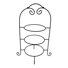 Dessert Plate Dish Service Rack 3-Tier Iron Wire Scrolls Matte Black