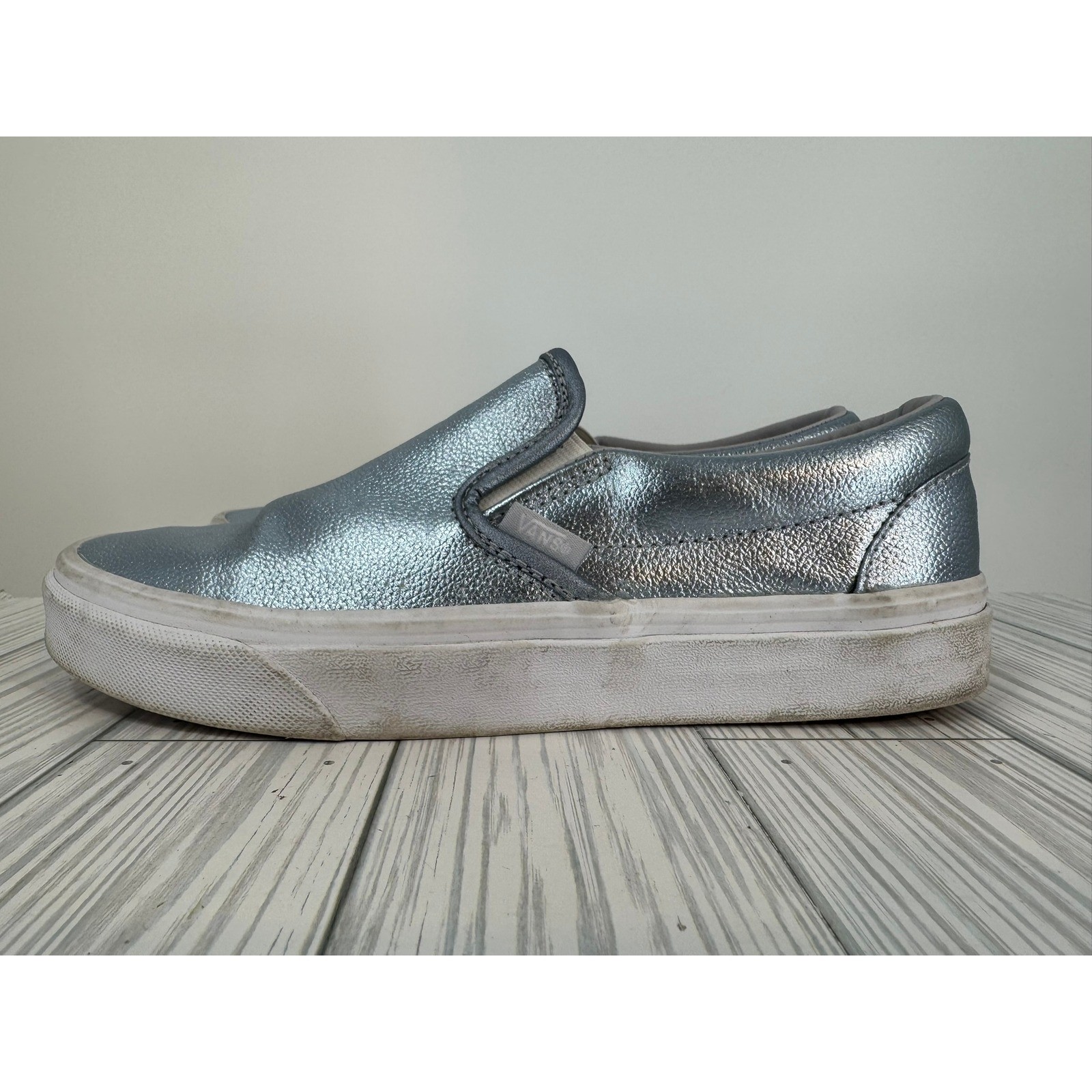 Vans Slip On Low Top Women's Shoes Size 7.5 Metallic Silver Blue Casual Sneakers thumbnail 9