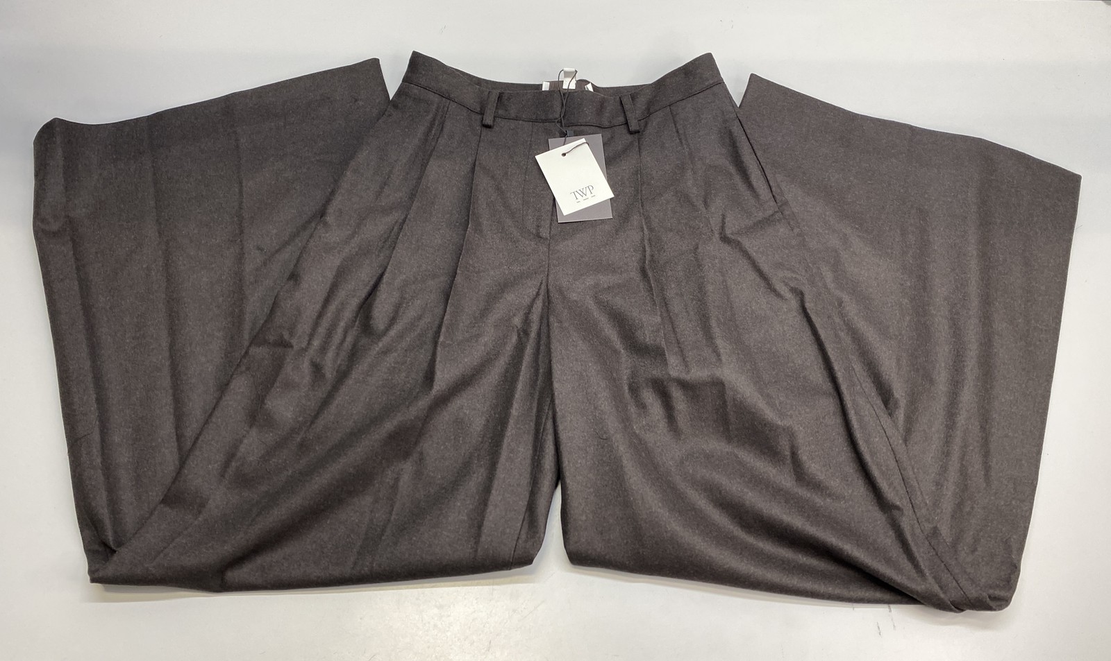 TWP Women Dress Pant Chocolate Brown Size 6 Avery Wool Cashmere Flannel Wide Leg