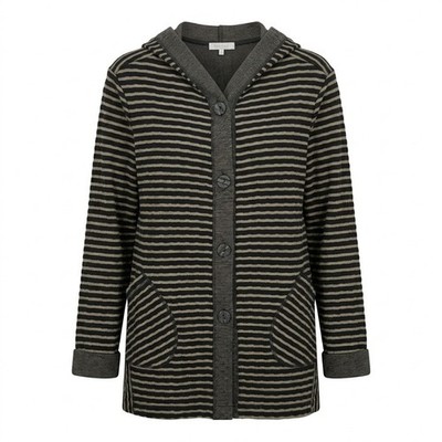 Habitat Clothes to Live In Womens XL Striped Hooded Button Front Tunic Cardigan
