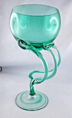 altes Oktopus Glas Josephina Krosno 1980er Höhe 22,3 cm handgearbeitet Kunst