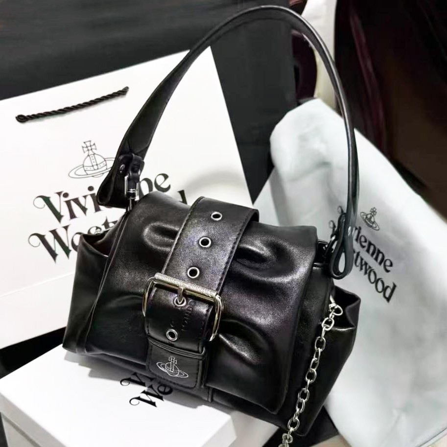 Vivienne Westwood Hazel Treasure Handbag Leather Black outlet F/S