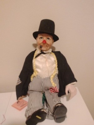 Kingstate Dollcrafter Cloth Clown Boy Doll Top Hat Striped Pants Brown Eyes