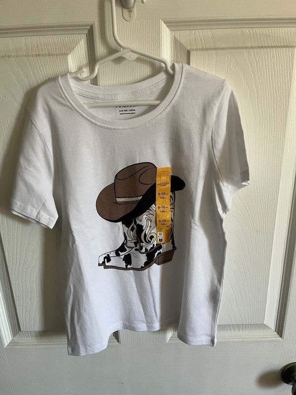 Girls 9-10 Years(M) Cowboy Boot T-shirt