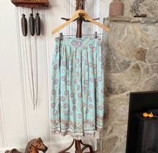 Vintage 90s Pleated Floral Midi Skirt Large