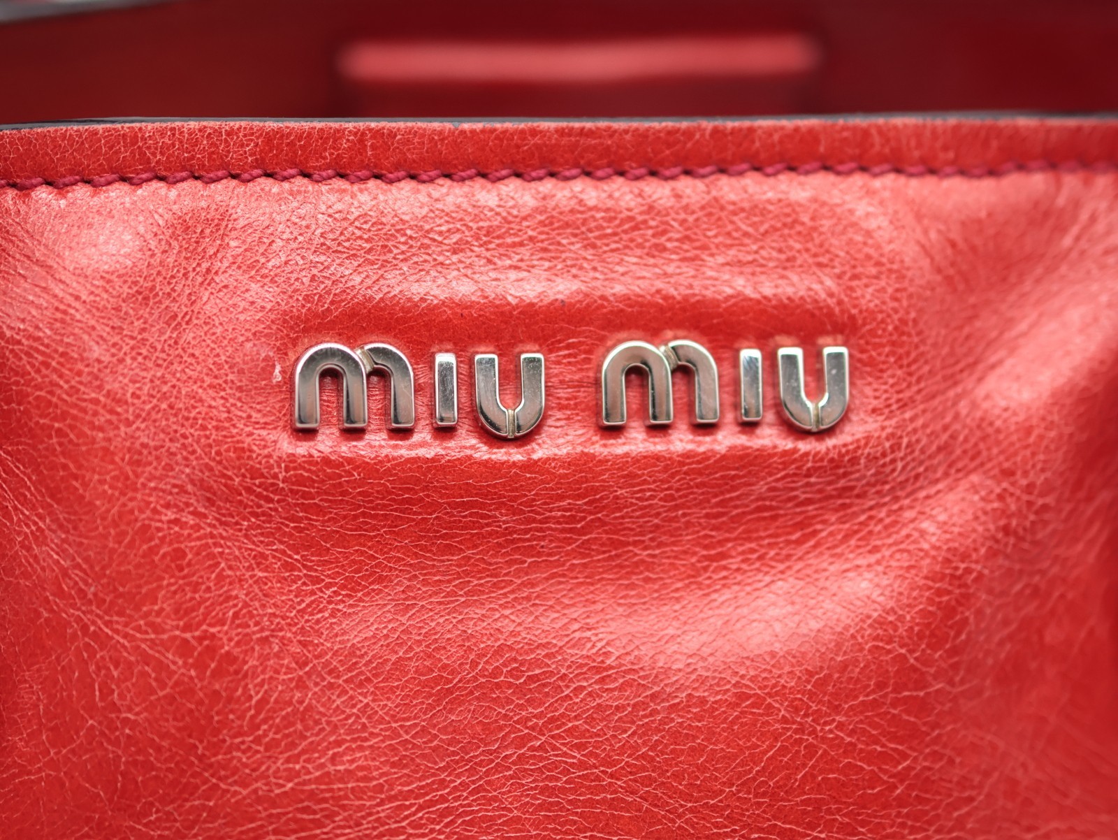 MIUMIU Tote Bag Leather Red Authentic — image 3