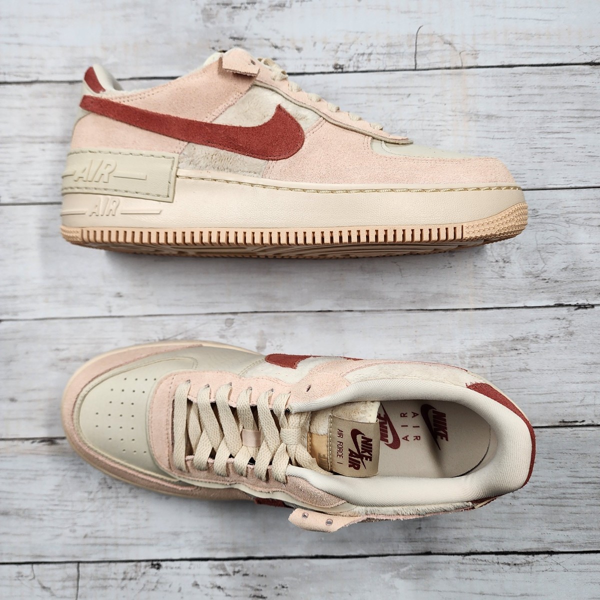 Sz WMNS (Men 10) Nike Air Force Shadow Shimmer Sanddrift DZ4705 200  NoLid