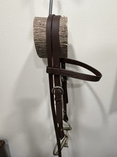 Brown Synthetic Trail/ Training Bridle With 5 1/2 Inch Brass D Ring Snaffle Bit