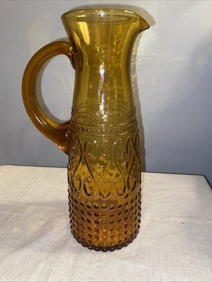 Zafferano Provenzale Amber Yellow Glass Tall Pitcher Carafe 10.75  Tall