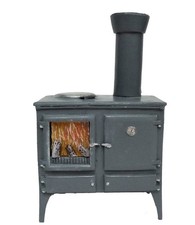 Dolls House Wood Burning Stove Oven Grey Miniature Kitchen Furniture