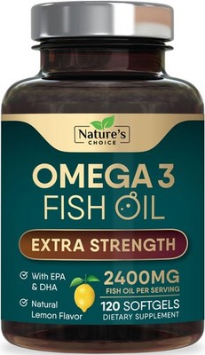 Omega 3 Fish Oil Supplement Triple Strength 2400mg Brain Heart Support Softgels