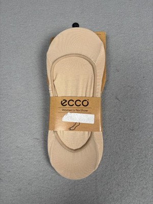 ECCO No-Show Socks Womens M Nude Beige Dress 2 Pair Pack Lightweight Cotton