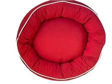 Canine Styles 24" Donut Padded Red with Beige trim Dog Bed for Small/Medium Dogs