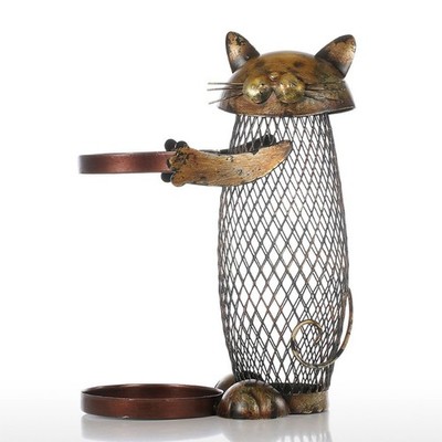 Cats Shaped Wine Bottle Bracket Metal Sculpture Wine Rack Holder Sculpture St