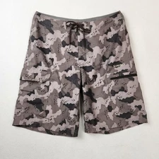 Simms Shorts Mens Medium Camo Fishing Boardshorts Quick Dry Pockets Outdoors