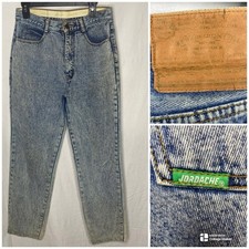 Vintage JORDACHE Jeans Acid Wash Retro High Waist Tapered Leg Womens 13 14 Blue