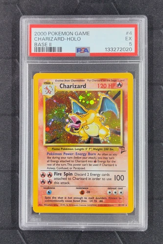 2000 Pokemon Game English Charizard 4/130 Base Set 2 Holo Rare PSA 5