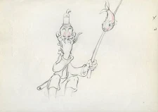 STAN LAUREL FISHING Mother Goose Hollywood DISNEY PRODUCTION CEL DRAWING 1938