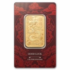 2025 1 oz Gold Bar – PAMP Good Luck Yellow Dragon (Assay) 5461.79 per troy oz
