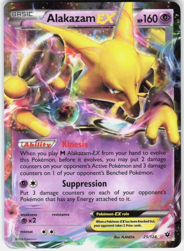 Pokemon Alakazam EX 25/124 Holo EX Rare Fates Collide Pokemon Lightly Played D