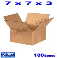 100 - 7x7x3 Cardboard Boxes 32ECT Mailing Packing Shipping Corrugated Carton