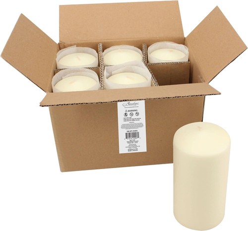 Stonebriar SB-SP-3548A Tall 3 x 6 Inch Unscented Ivory Pillar Candle Set of 6 - Picture 8 of 9
