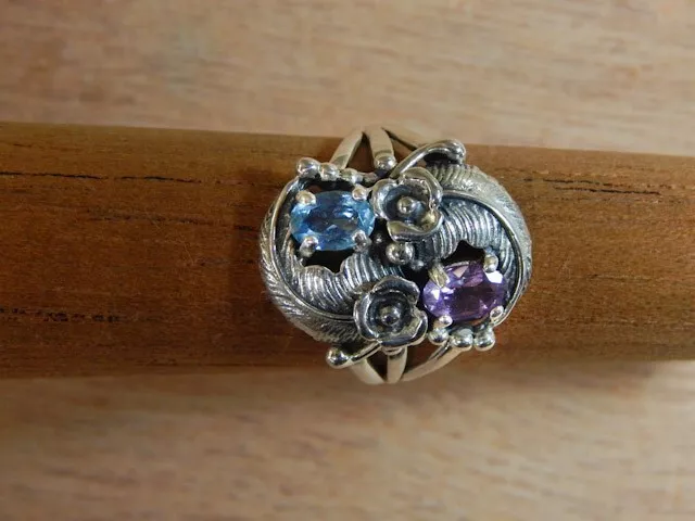 Aquamarine and hotsell amethyst ring