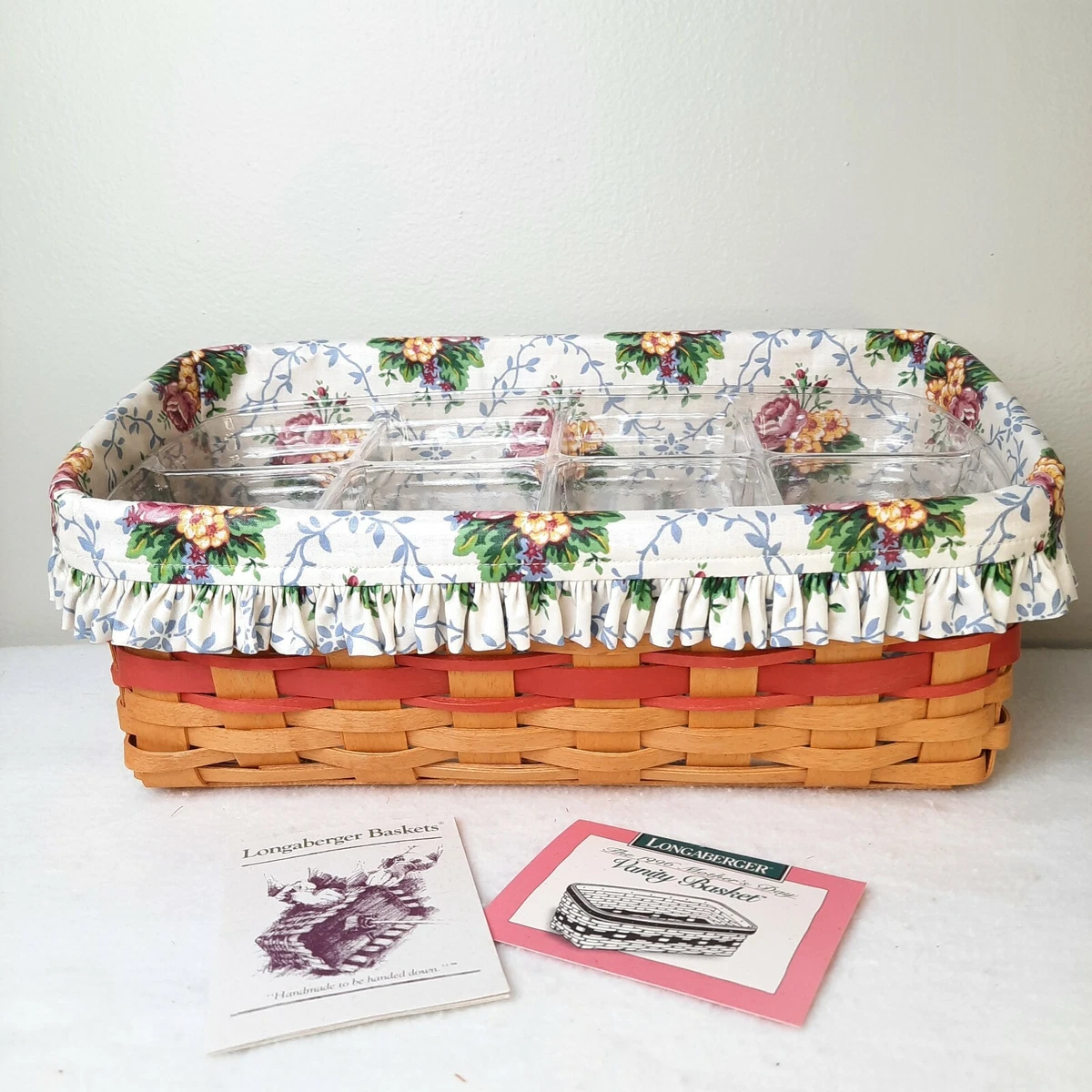 Longaberger 1996 Mothers Day Vanity Basket 2pc Divided Protector