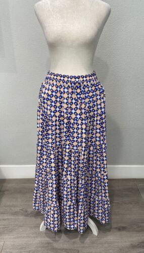 ZARA Cotton Geometric Pattern Tiered Bubble Maxi Skirt Sz S