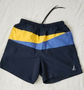 blue and yellow swim trunks