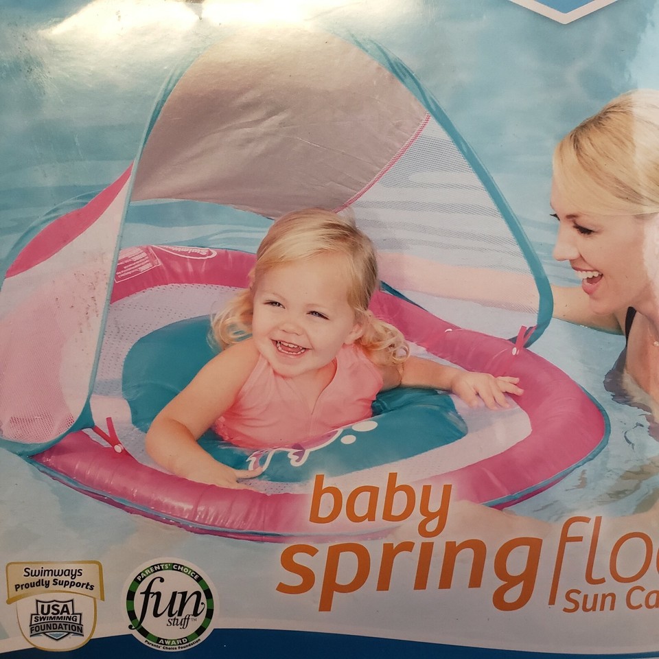 Swimways 9-24 Months Baby Spring Float Sun Canopy Pink Fish Swim Step 1 ...