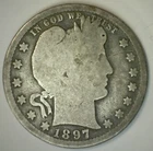 1897 O US Barber Quarter Silver 25c Coin Good Circulated New Orleans 25 Cents