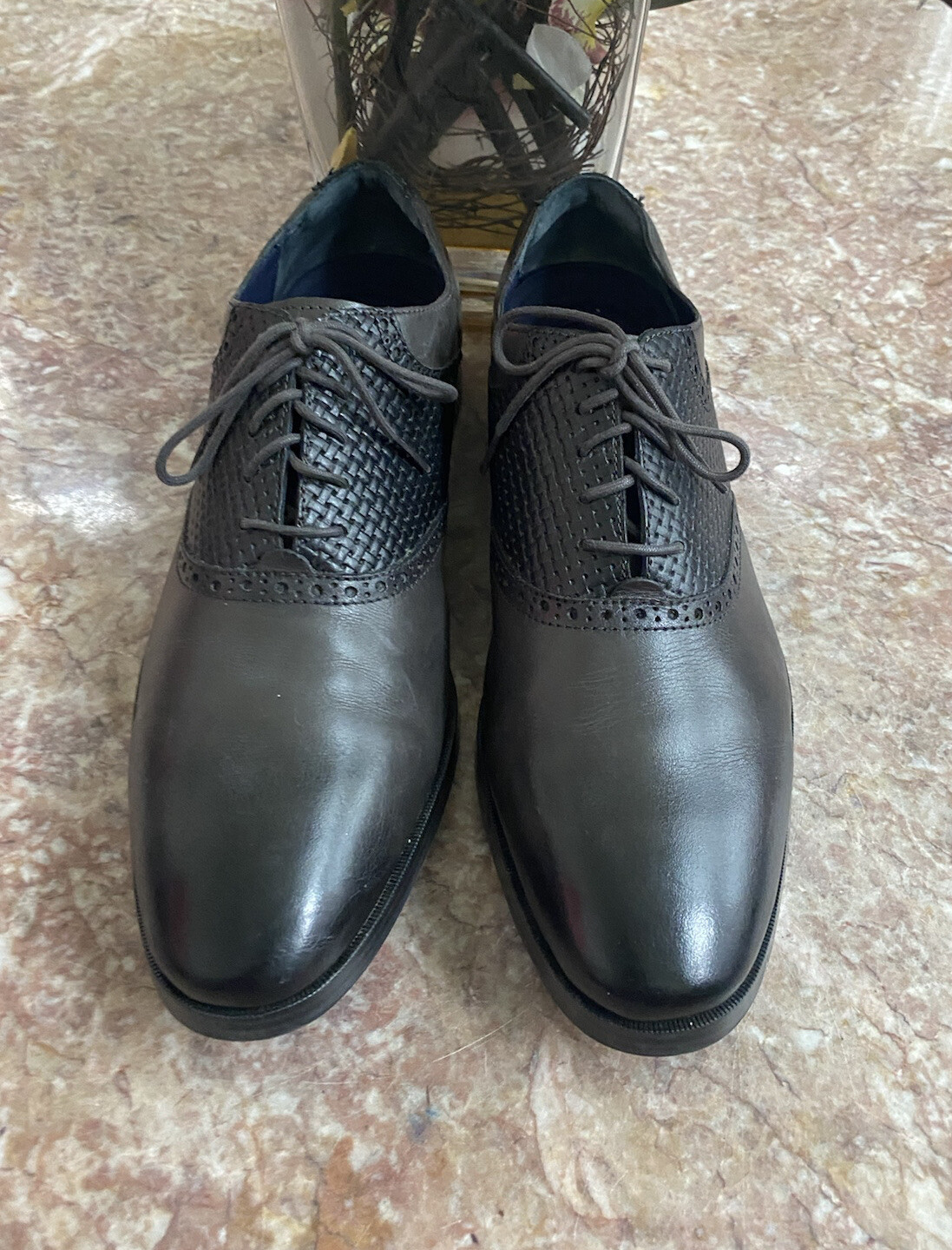 SAOLA COLE HAAN Oxford da uomo Jefferson Grand in pelle intrecciata C27112 taglia 11 5 M us intime ottimeioni! cond