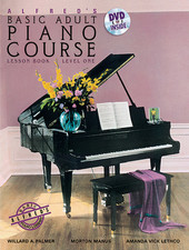 ALFRED'S BASIC ADULT PIANO COURSE "LESSON" LEVEL 1 MUSIC BOOK/DVD-NEW ON SALE 