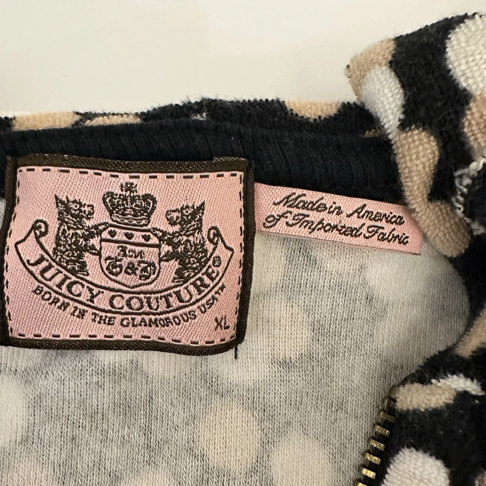 Sudadera con Capucha De Colección Juicy Couture Manga Corta Hecha en EE. UU. XL Paño de Terry Negro Tostado Foto 3 de 4