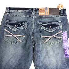 NWT TK Axel Jeans Mens Size 36 X 32 Blue Western Slim Boot Cut Stretch