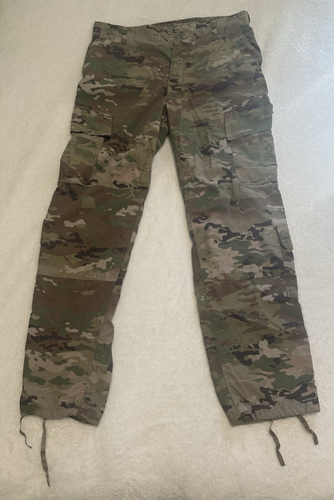 US Army Combat Uniform Insect Shield Camo Cargo Trousers Unisex Large-Long