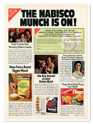 Nabisco $1 Bill Offer Corn Diggers Korkers Vintage 1972 Full-Page Magazine Ad