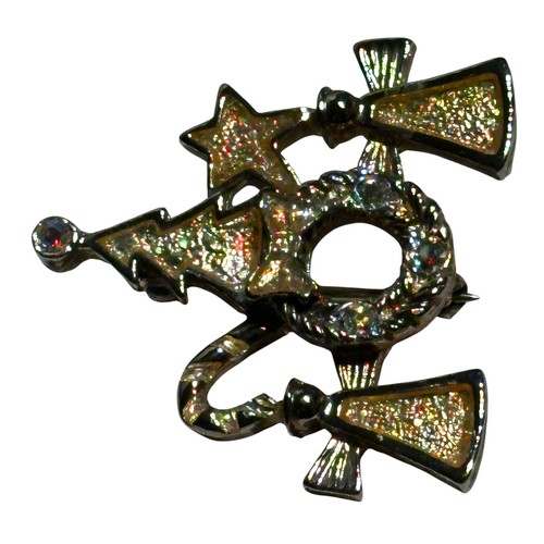 Christmas Brooch Pin Angel Tree Star Wreath Candy Cane AB Rhinestone Silver Tone - Picture 14 of 19