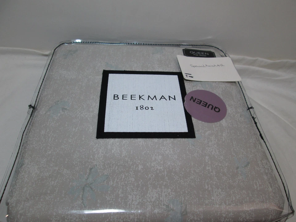 全新 Beekman 1802 MINETTO - Woodsmoke Queen 平板 ~ 灰色,蓝色 全新带盒 — 第 2/4 张图片