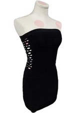 NEW Super Little Black SEXY bodycon Tube Top Dress W/Peekaboo Sides HOT One Size
