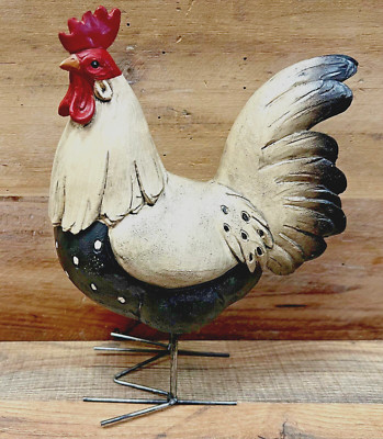 Rooster/Chicken Resin And Metal Figurine 11'' x 8''