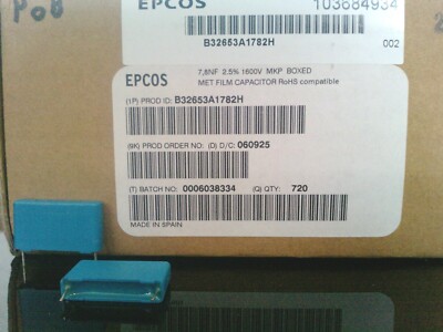 720 Stück Folienkondensatoren Epcos 7,8nF 1600V 2,5% RM22,5 MKP RoHS 