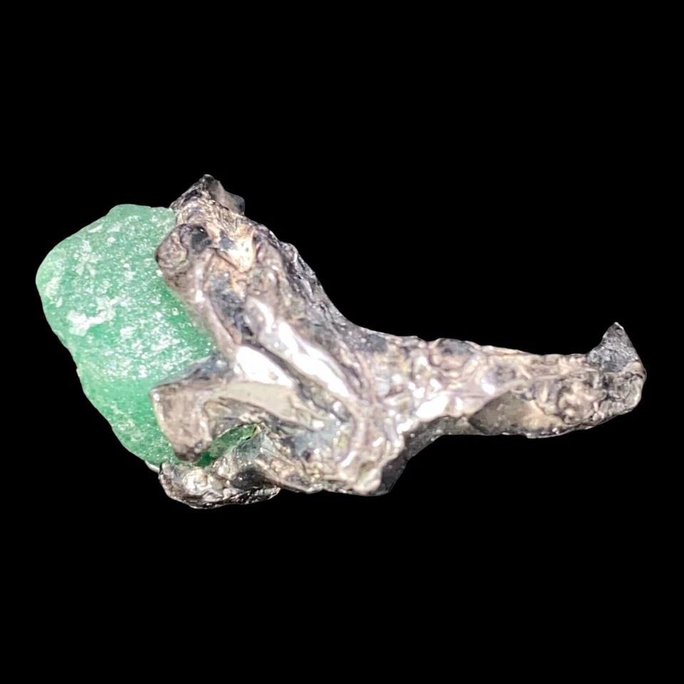 Anillo Aventurina Talla 7 Plata de Ley Rústico Brutalista Foto 3 de 4