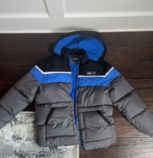 Boy s iXtreme Ripstop Hooded Puffer Jacket Coat Black Gray Blue and Tan Size XL
